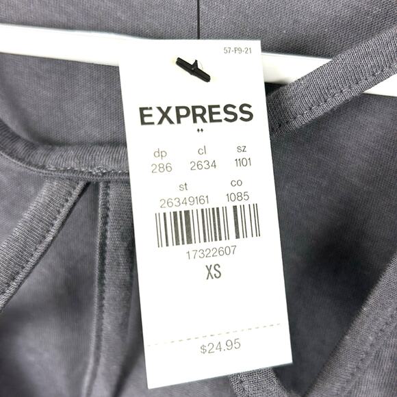 Express Womens XS Dark Gray V-Neck Short Sleeve Lightweight T-Shirt Top NEW - Picture 4 of 6